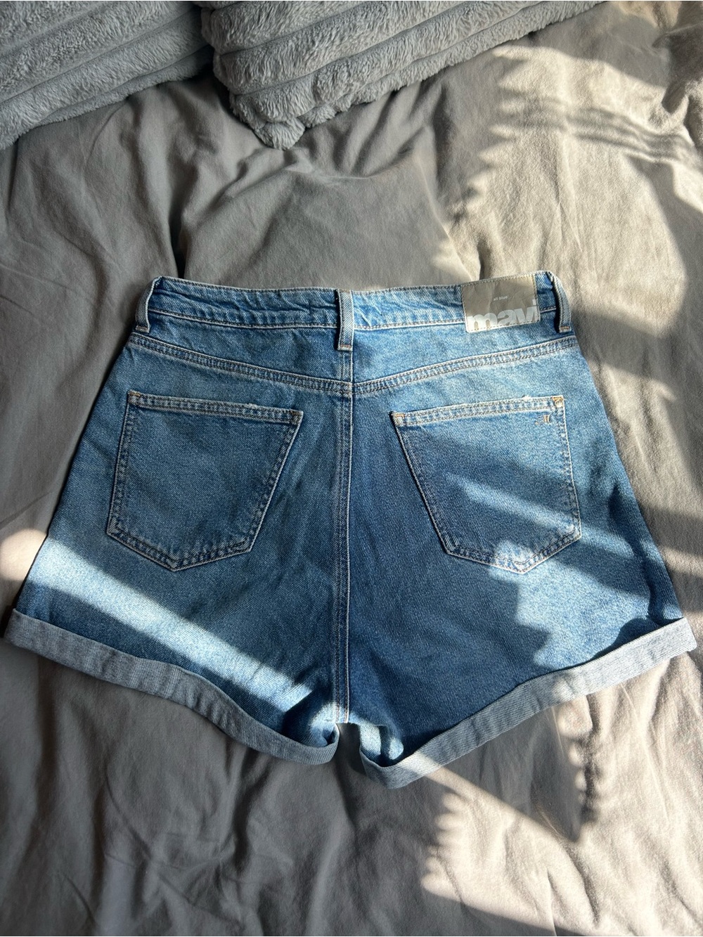 Mavi Medium Blue High-Rise Rolled Hem Jean Shorts